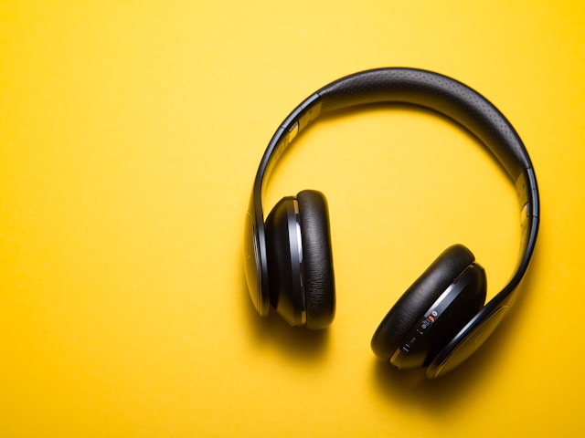 headphones on yellow background