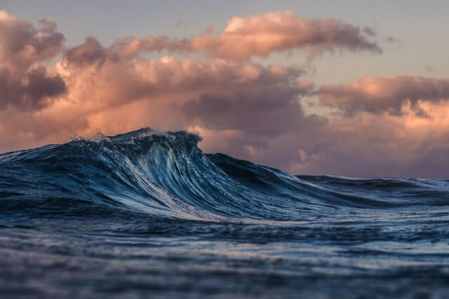 ocean wave sunset